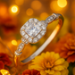 Elegant 925 Silver Square Halo Zircon Ring for Women – Classic Engagement & Party Wear Finger Ring