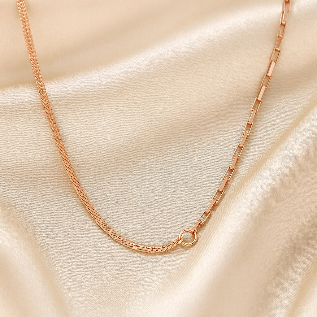 925 Silver Rose Gold Dual-Link Chain Necklace for Women – Modern Minimal Layered Design