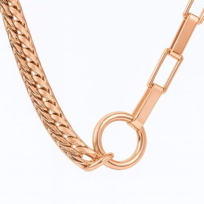 925 Silver Rose Gold Dual-Link Chain Necklace for Women – Modern Minimal Layered Design