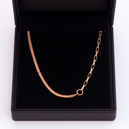 925 Silver Rose Gold Dual-Link Chain Necklace for Women – Modern Minimal Layered Design
