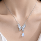Elegant Silver Butterfly Opal Drop Pendant Necklace