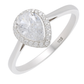 Elegant 925 Silver Teardrop Zircon Halo Ring for Women – Classic Solitaire Engagement & Party Wear Ring