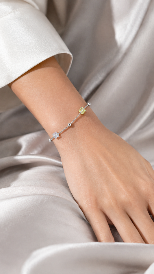 Iridescent Cube & Bead Bracelet
