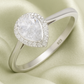 Elegant 925 Silver Teardrop Zircon Halo Ring for Women – Classic Solitaire Engagement & Party Wear Ring