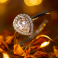 Elegant 925 Silver Teardrop Zircon Halo Ring for Women – Classic Solitaire Engagement & Party Wear Ring