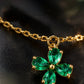 Gold-Plated Pink & Green CZ Floral Charm Bracelet