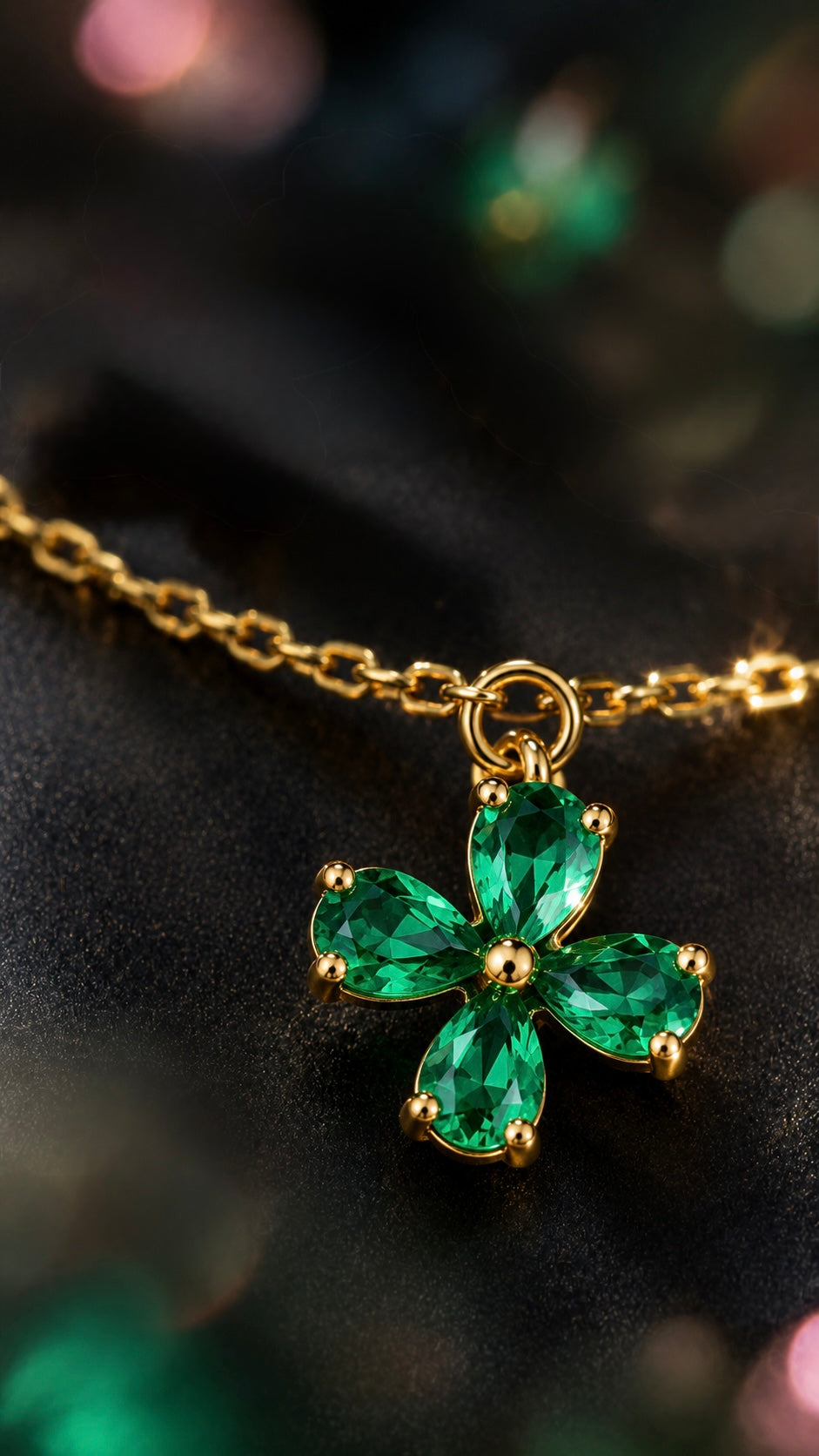 Gold-Plated Pink & Green CZ Floral Charm Bracelet