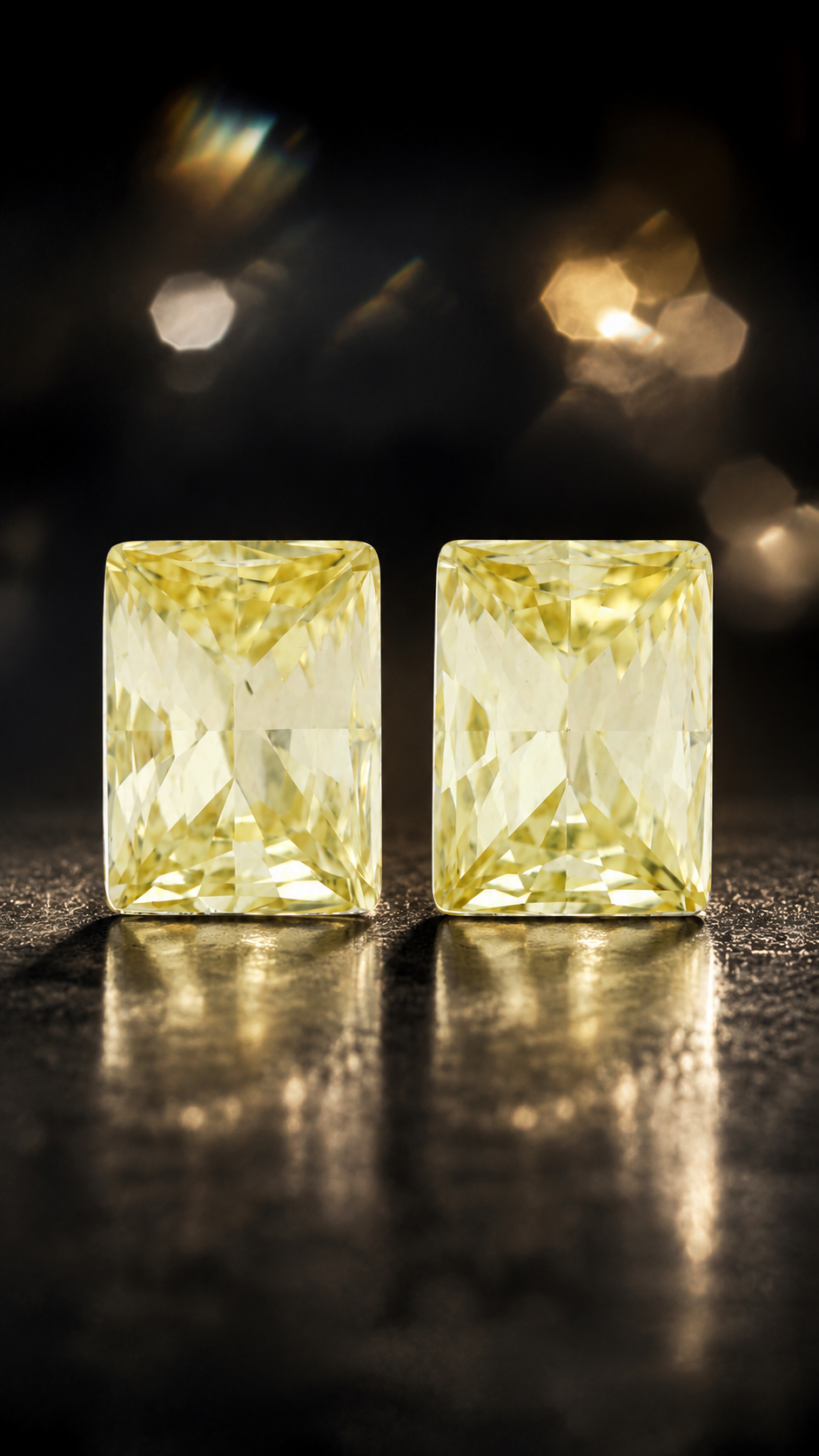 Yellow Rectangle Crystal Earrings
