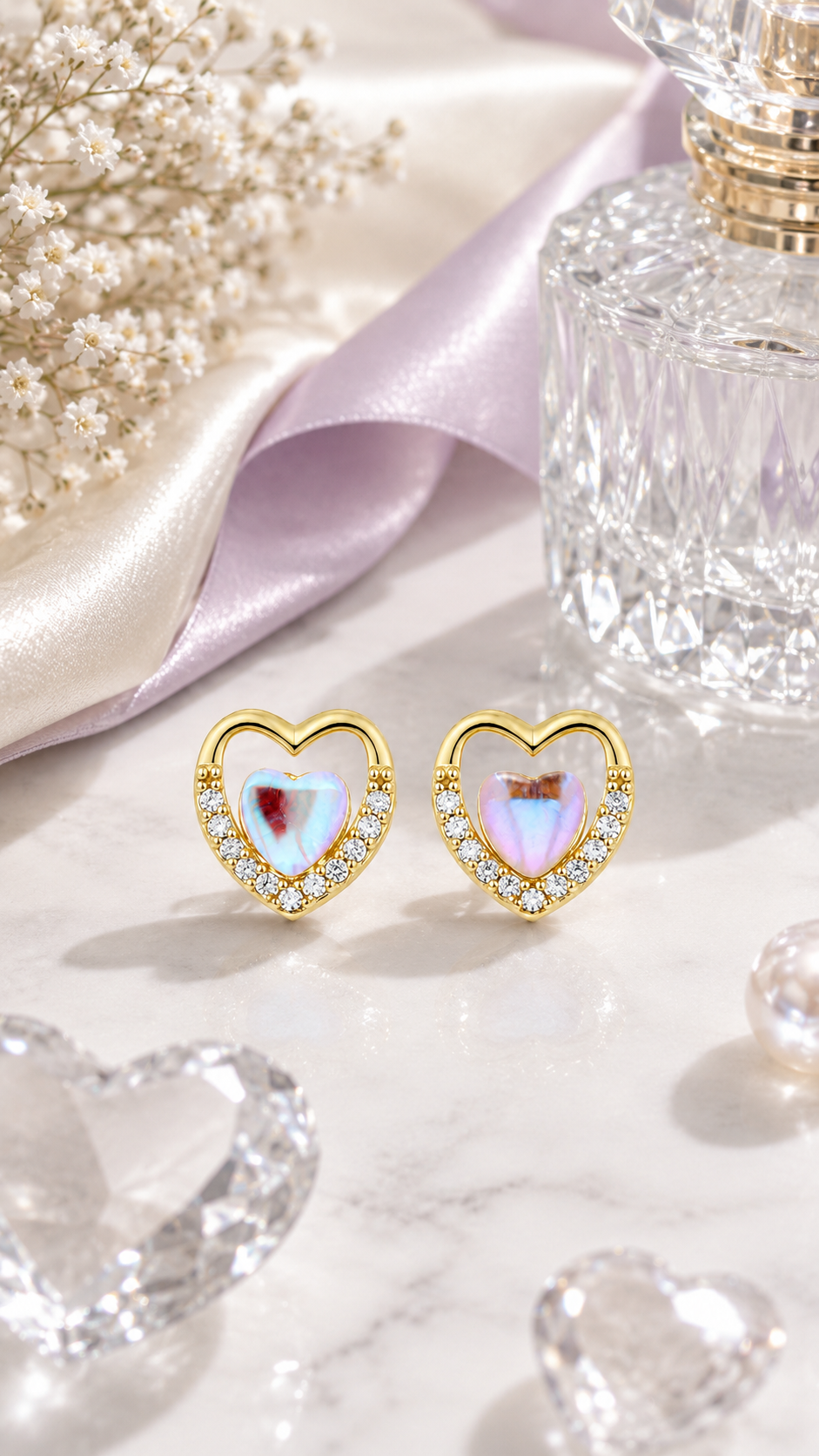 Iridescent Heart Earrings