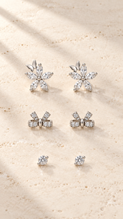 Butterfly Flower, Solitaire Stud Earrings Set - Aaryahi Silver jewellery product photo