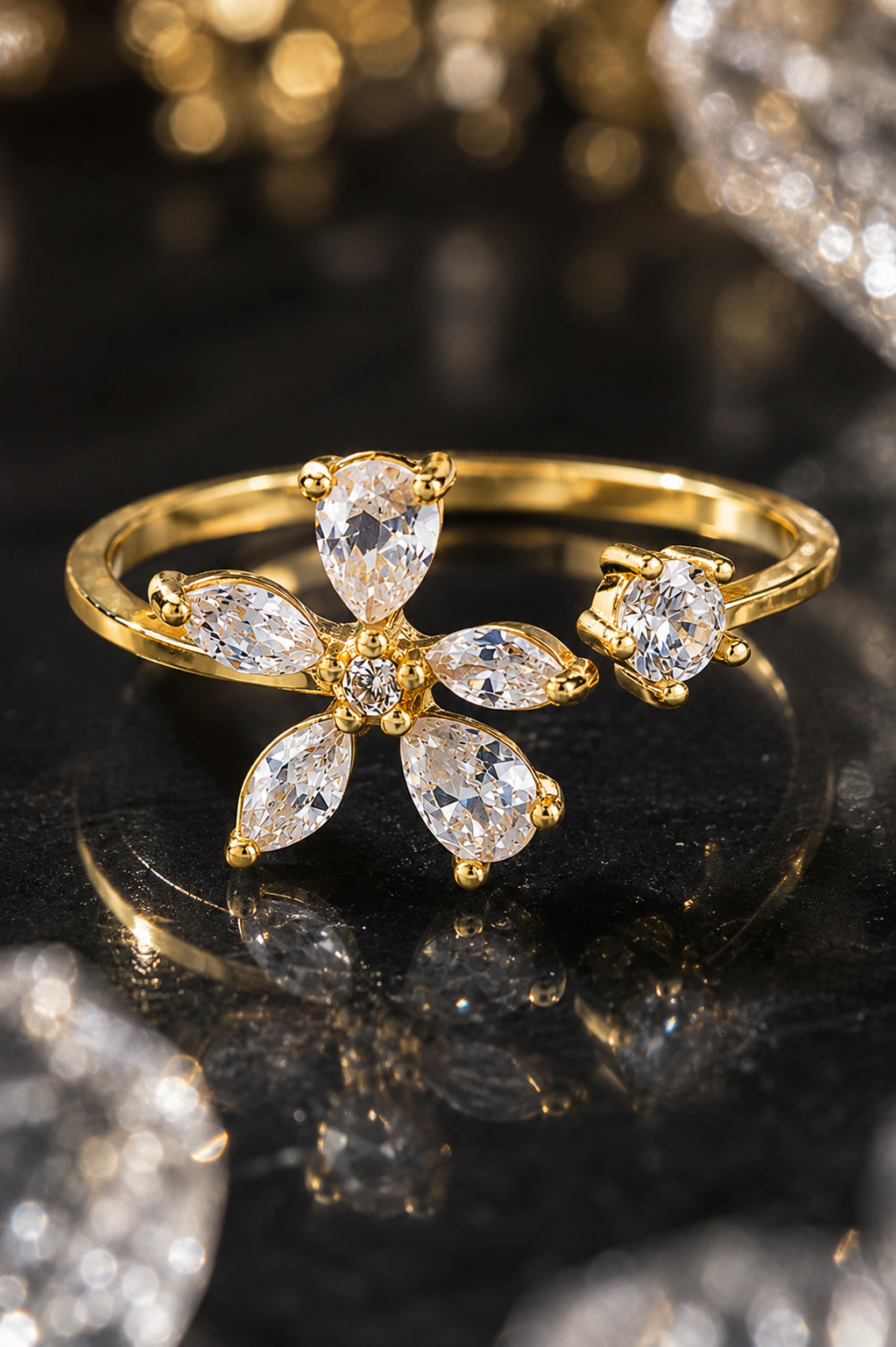 Flower Open Adjustable Ring