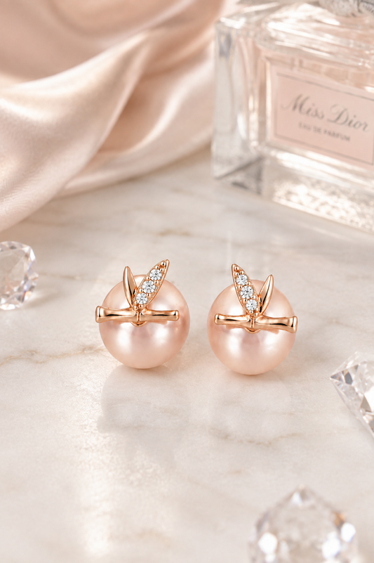 Rose Gold Pearl Earrings