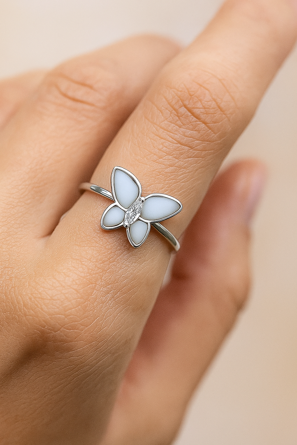 Charming 925 Silver Butterfly Design Ring for Women – Elegant Minimal Finger Ring for Daily & Party Wear