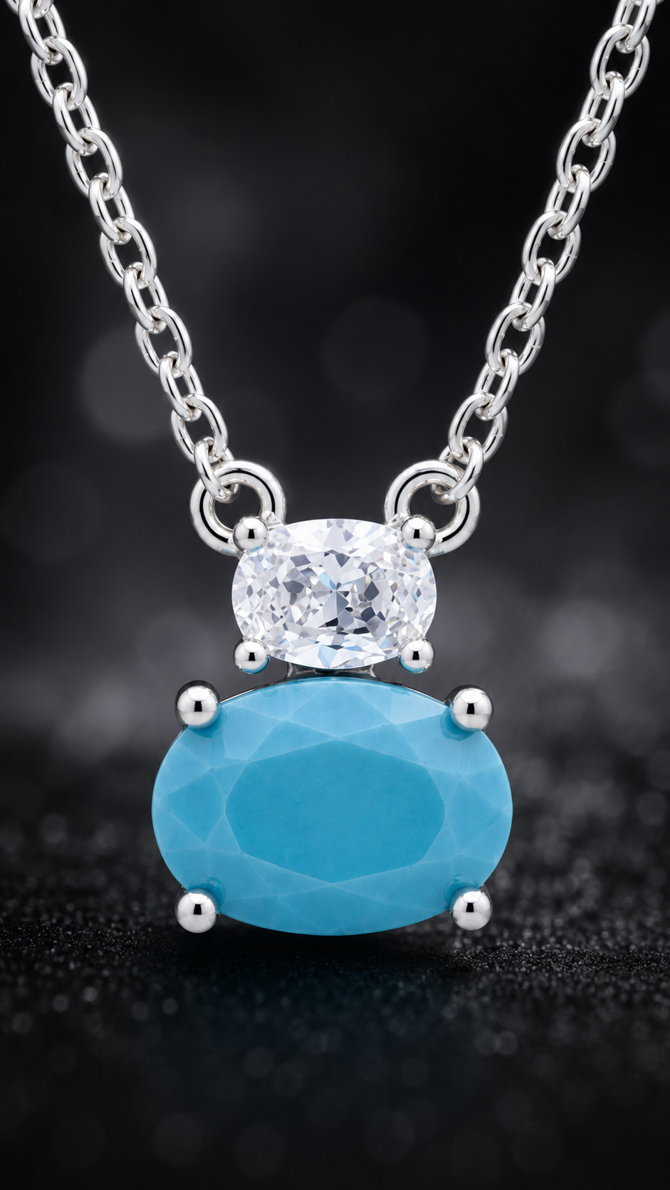 Silver Aqua Stone Pendant