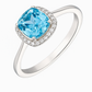 Elegant 925 Silver Blue Zircon Halo Ring for Women – Stylish Cushion Cut Finger Ring for Party & Daily Wear
