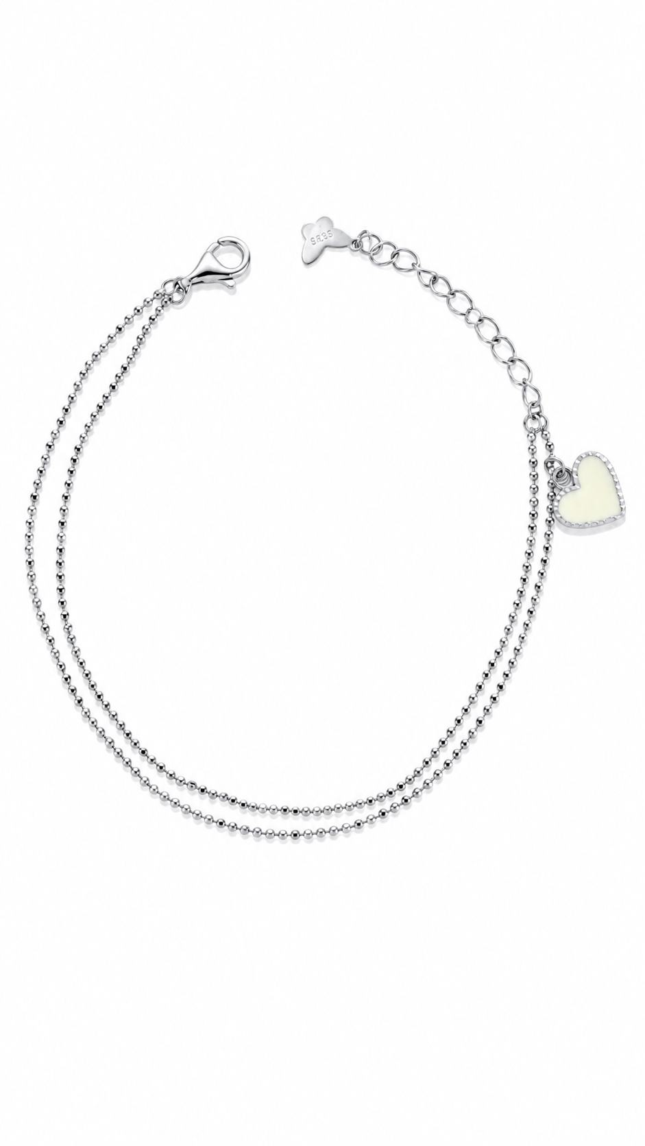 Double-Layer Chain Heart Charm Bracelet