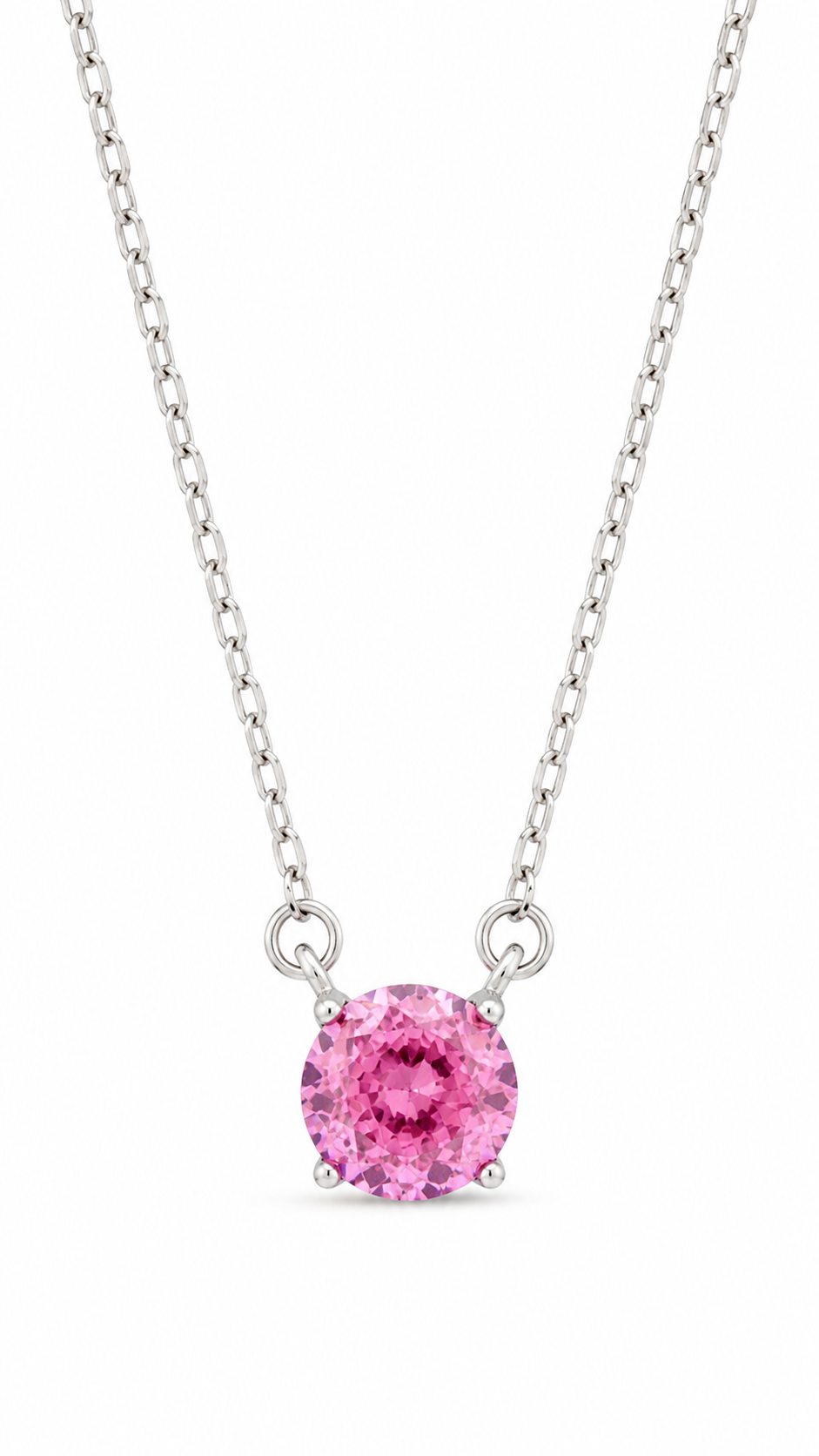 Pink Round-Cut Solitaire Necklace
