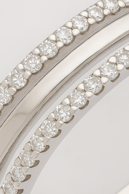 Elegant 925 Silver Double Line Zircon Band Ring for Women – Classic Everyday & Party Wear Finger Ring