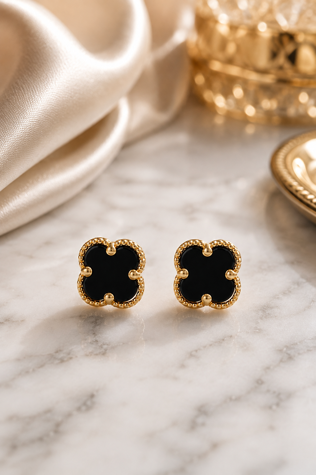 Gold-Tone Black Red green Earrings
