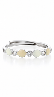 Silver Mother of Pearl CZ Adjustable Ring