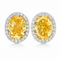 Yellow Halo Oval Earrings