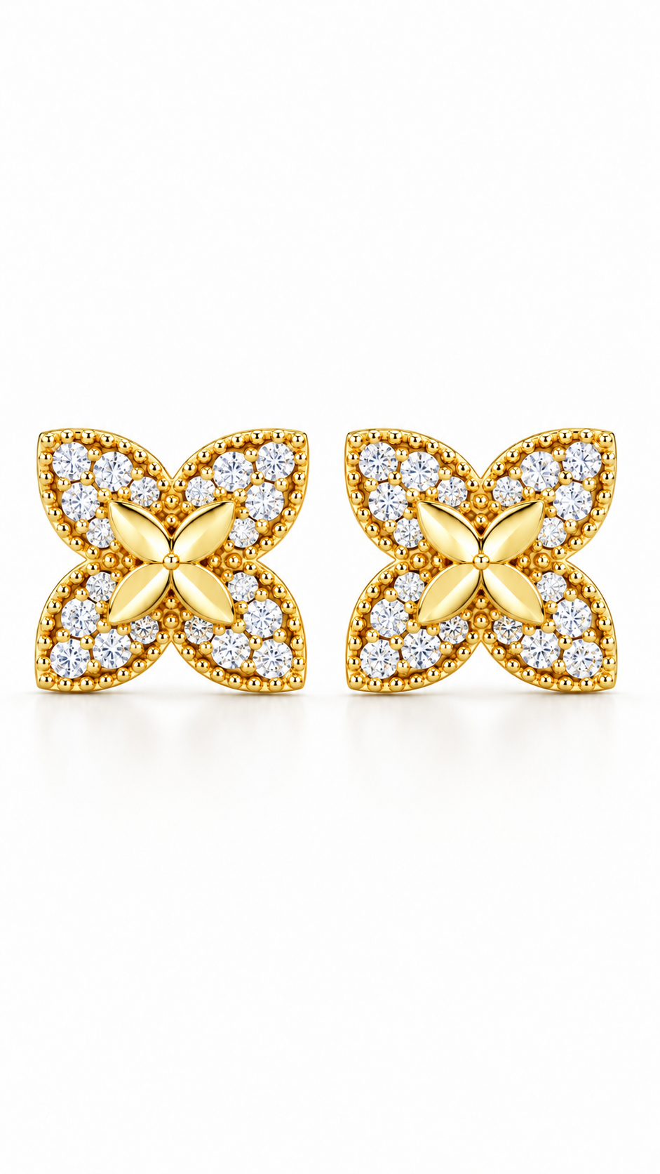 Silver Four-Petal Earrings