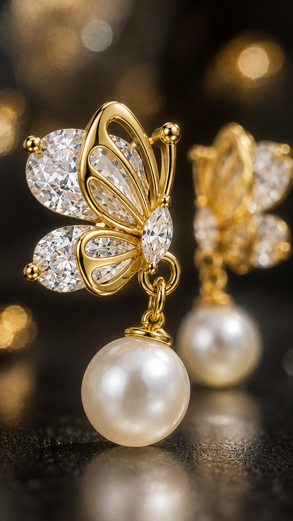 Butterfly Pearl Earrings
