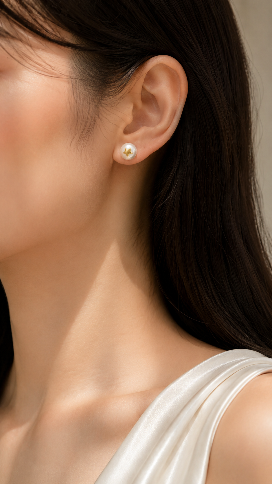 Elegant Gold Star Accent Pearl Stud Earrings for Women