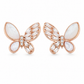 Elegant Rose Gold Mother of Pearl & CZ Butterfly Stud Earrings