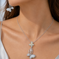 Elegant Silver Mother of Pearl Butterfly Pendant Necklace & Drop Earrings Jewelry Set