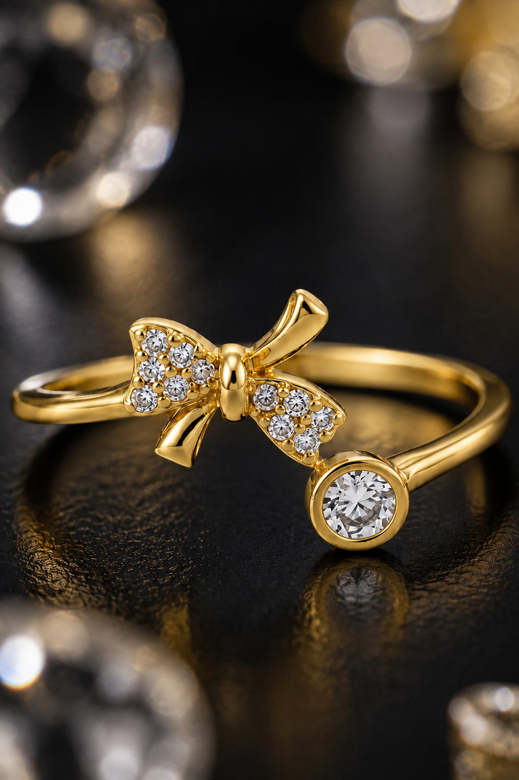 Gold Bow Open Ring