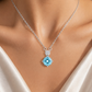 Elegant 925 Sterling Silver Blue Round-Cut CZ Drop Pendant Necklace for Women