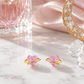 Elegant Gold-Plated Pink Heart Crystal Saturn Planet Stud Earrings for Women