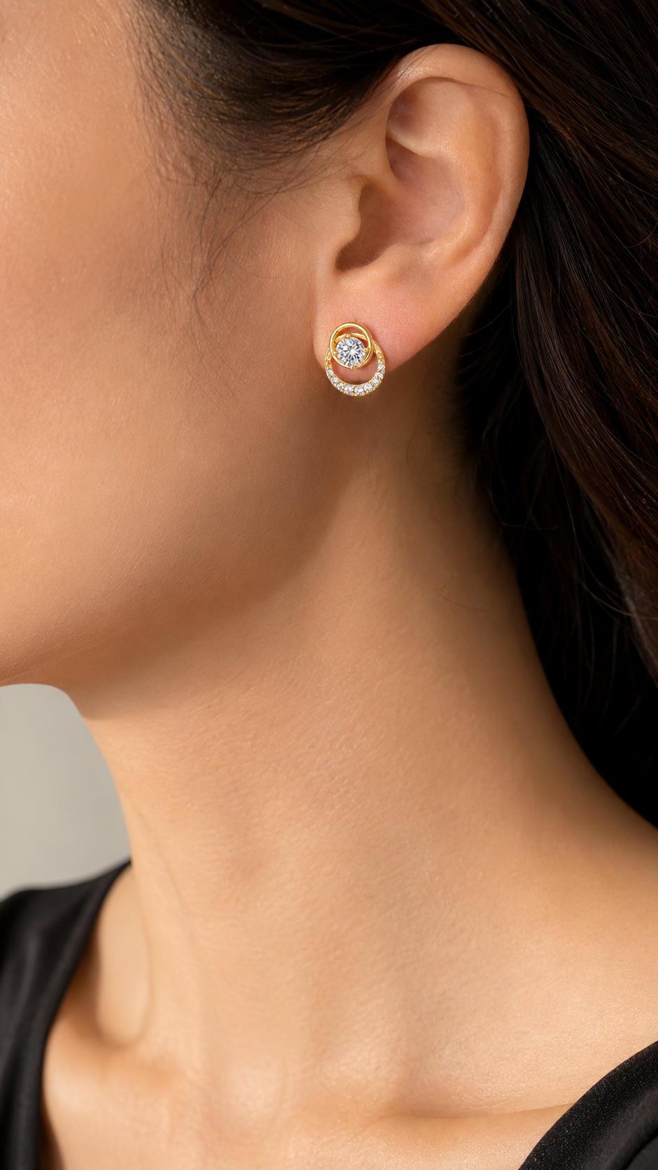 Gold Round Earrings