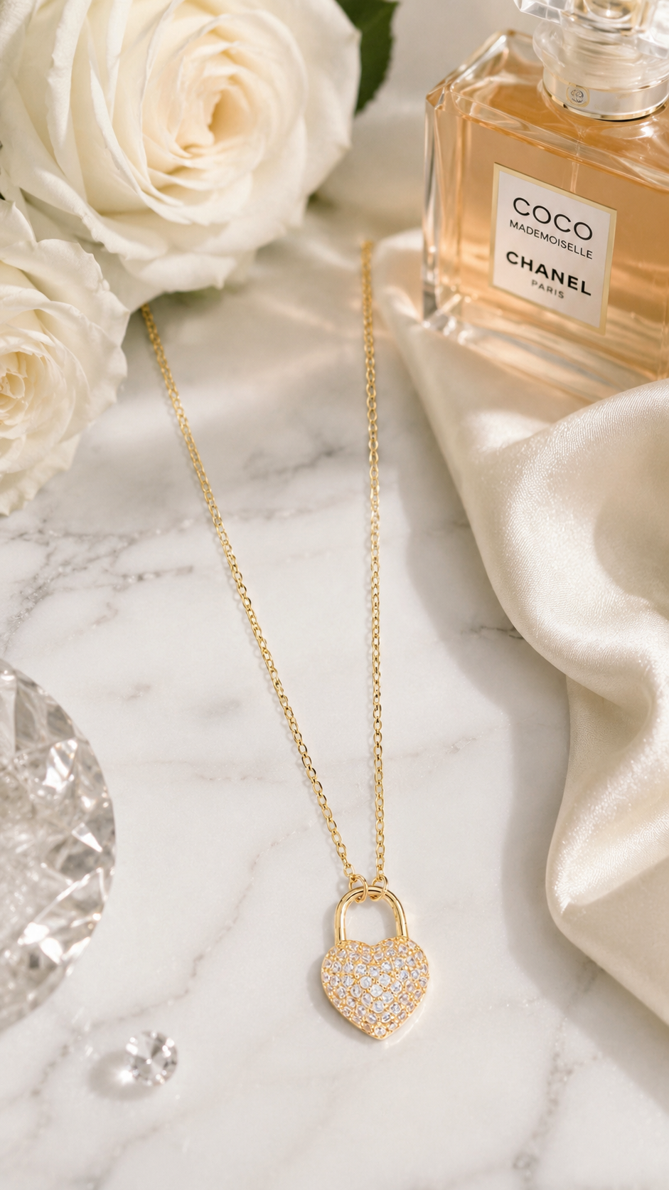 Golden Heart Lock Necklace