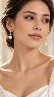CZ Pearl Drop Earrings - Aaryahi Silver jewellery product photo