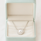 Round Pearl Zircon Pendant Necklace for Women 925 Silver Finish Elegant Daily and Party Wear Chain