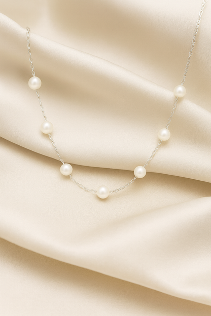 Gold Plated Pearl Chain Necklace for Women – Elegant Minimal Jewelry