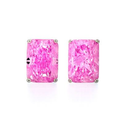 Pink Cushion-Cut Sparkle Stud Earrings for Women