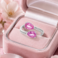 Double Pink Pear-Cut Adjustable Open Ring
