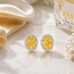 Yellow Halo Oval Earrings