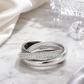 Triple Band White Ceramic Interlocking Ring