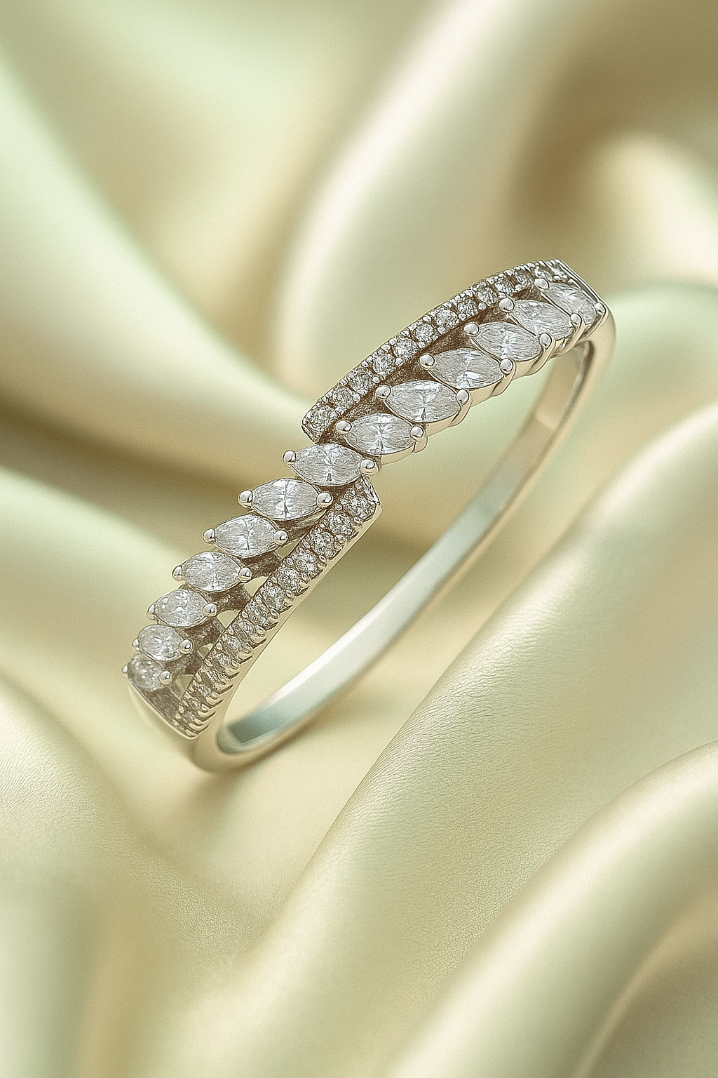 Stunning 925 Silver Dual Row Marquise Zircon Ring for Women – Elegant Party & Daily Wear Finger Ring