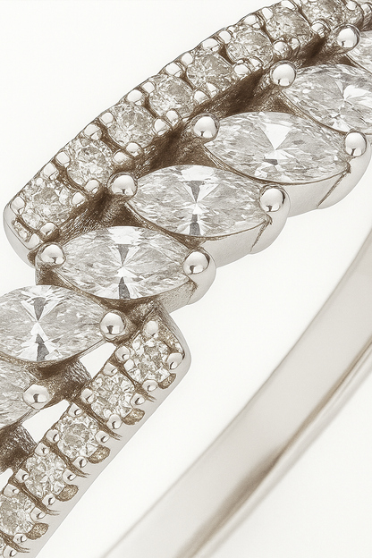 Stunning 925 Silver Dual Row Marquise Zircon Ring for Women – Elegant Party & Daily Wear Finger Ring