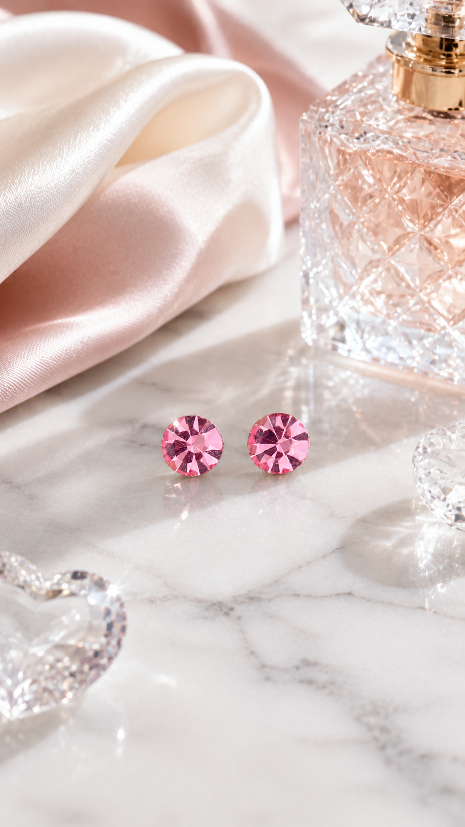 Pink Round Solitaire Earrings