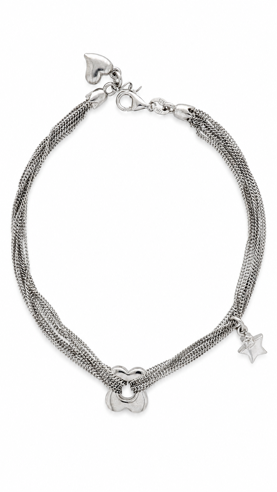 Multi-Strand Chain Bracelet with Flower & Star