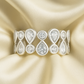 Luxury 925 Silver Designer Zircon Cluster Ring for Women – Stylish Wide Band Finger Ring for Party & Festive Wear