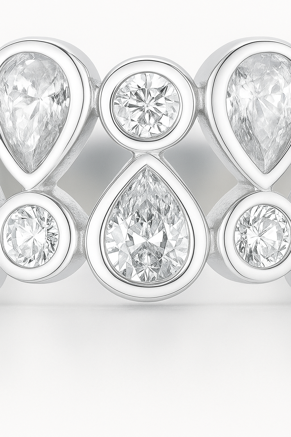 Luxury 925 Silver Designer Zircon Cluster Ring for Women – Stylish Wide Band Finger Ring for Party & Festive Wear