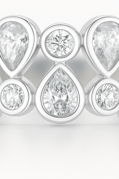 Luxury 925 Silver Designer Zircon Cluster Ring for Women – Stylish Wide Band Finger Ring for Party & Festive Wear