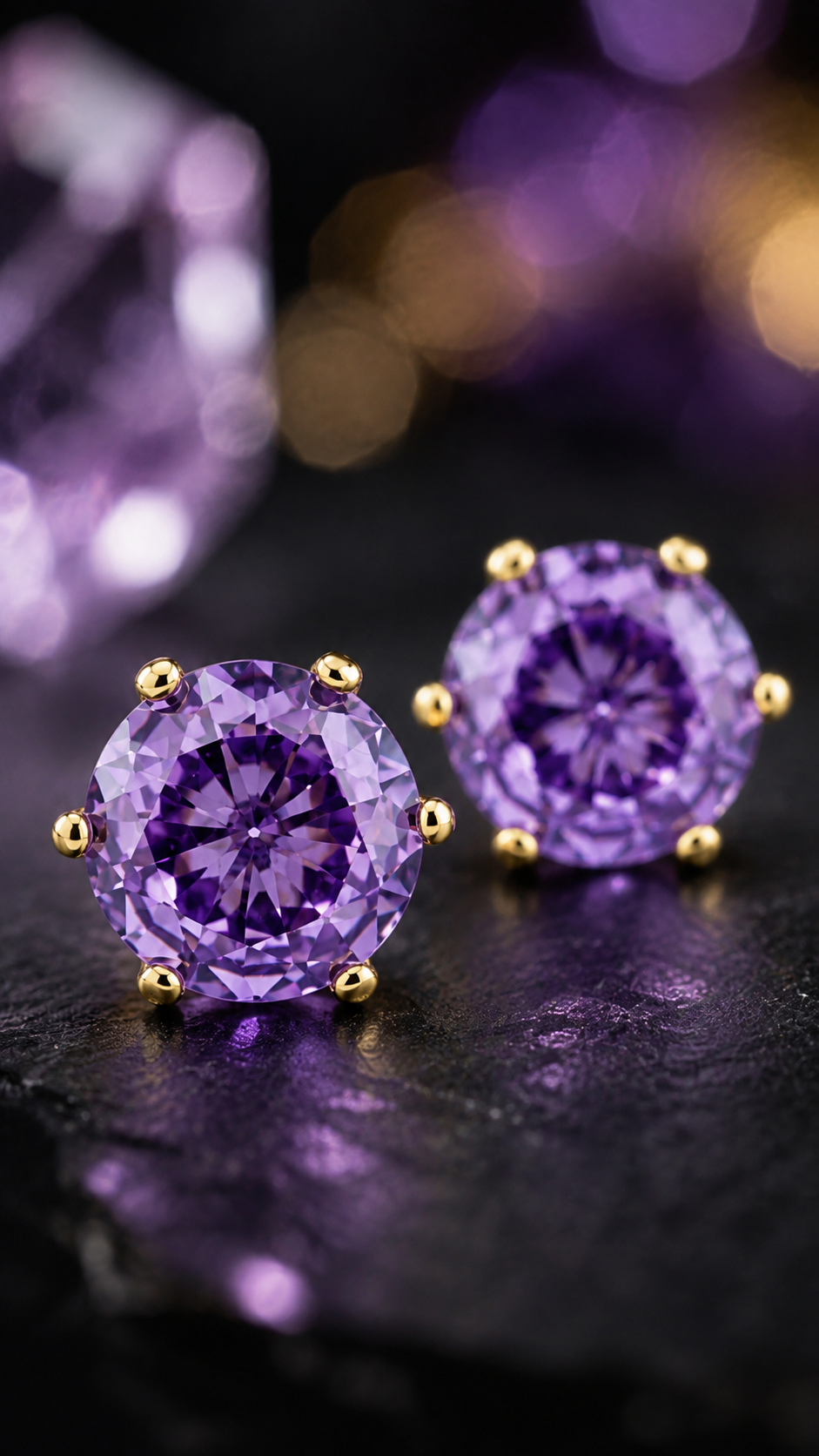 Purple Round Earrings